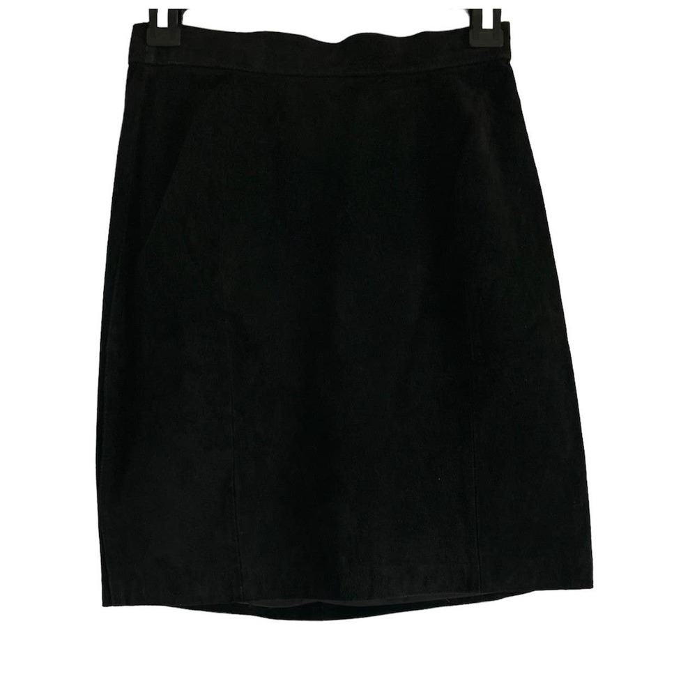 Repertoire Womens Size 5/6‎ Vintage Black Genuine Leather Suede Mini Skirt